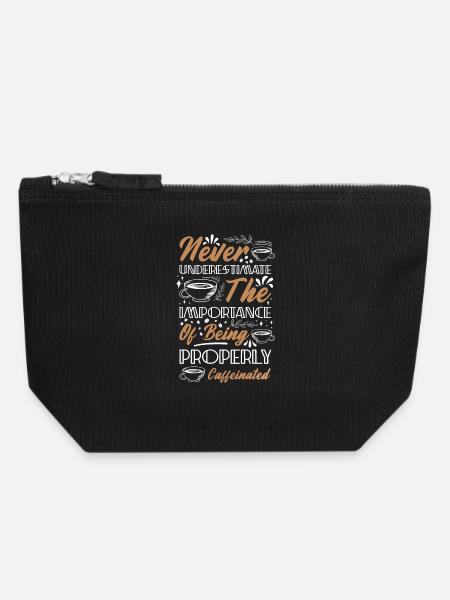 Never Underestimate Coffee - Canvas Zip Pouch 18 x 19 cm - black