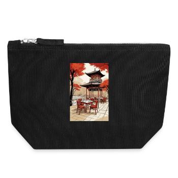 Café asiatique - Pochette zippée en toile 18 x 19 cm - noir - Devant