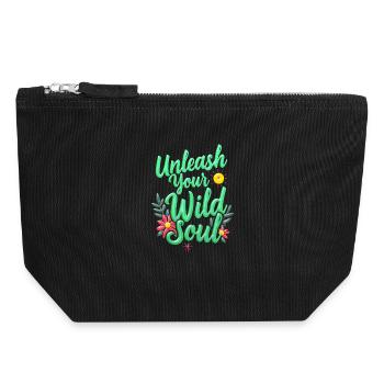 Liberez Votre Ame Sauvage - Unleash Your Wild Soul - Pochette zippée en toile 18 x 19 cm - noir - Devant