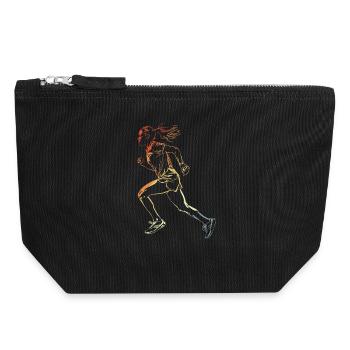 Runner Drawing Retro Style - Canvas Zip Pouch 18 x 19 cm - black - Front