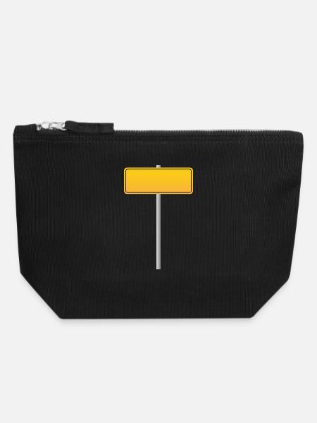 gelbes Straßenschild - Canvas Reißverschluss-Täschchen (18 x 19 cm) - Schwarz