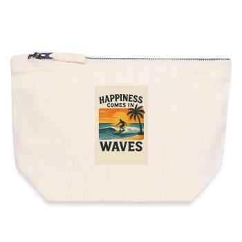 Le bonheur vient par vagues - Pochette zippée en toile 18 x 19 cm - blanc naturel - Devant