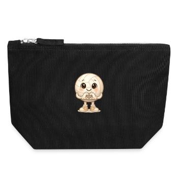 Cœur de Volleyball Kawaii - Pochette zippée en toile 18 x 19 cm - noir - Devant
