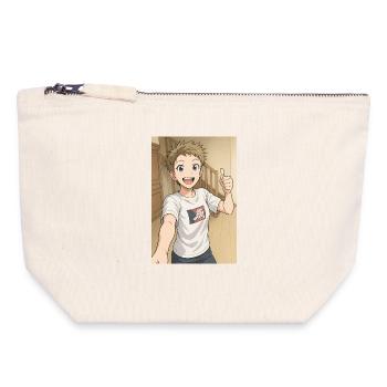 Hero Manga Lächeln - Canvas Reißverschluss-Täschchen (18 x 19 cm) - Naturweiß - Vorne