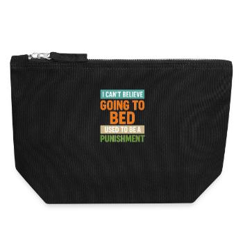 punition au coucher Citation drôle rétro - Pochette zippée en toile 18 x 19 cm - noir - Devant