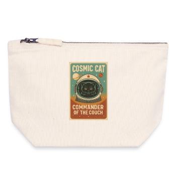 Cosmic Cat – Commander of the Couch | Retro Design - Canvas Reißverschluss-Täschchen (18 x 19 cm) - Naturweiß - Vorne
