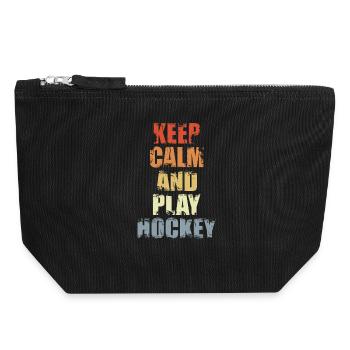 Bleib ruhig und spiel Eishockey - Canvas Reißverschluss-Täschchen (18 x 19 cm) - Schwarz - Vorne