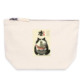 Nudelkatze Ukiyo-e Bowl - Canvas Reißverschluss-Täschchen (18 x 19 cm) - Naturweiß - Vorne