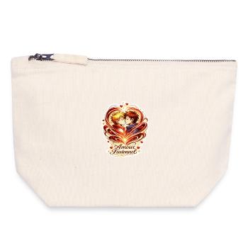 Amour Fusionnel: Duo Enlacé - Pochette zippée en toile 18 x 19 cm - blanc naturel - Devant
