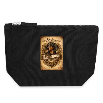Stolzer Dachshund Besitzer Vintage Dackel Halter - Canvas Reißverschluss-Täschchen (18 x 19 cm) - Schwarz - Vorne