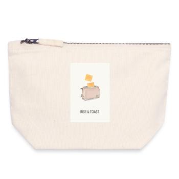 Lever et griller – Dicton drôle de cuisine - Pochette zippée en toile 18 x 19 cm - blanc naturel - Devant
