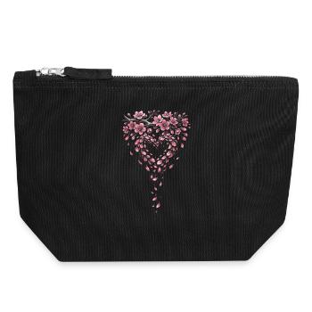 Cherry Blossom Sakura Cherry Blossom - Canvas Zip Pouch 18 x 19 cm - black - Front