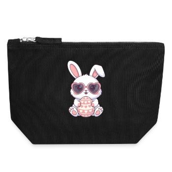 Herzhasen Osterei Charm - Canvas Reißverschluss-Täschchen (18 x 19 cm) - Schwarz - Vorne