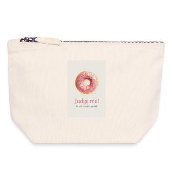 Judge Me Donut Funny Sweet Food Design - Canvas Zip Pouch 18 x 19 cm - nature - Front