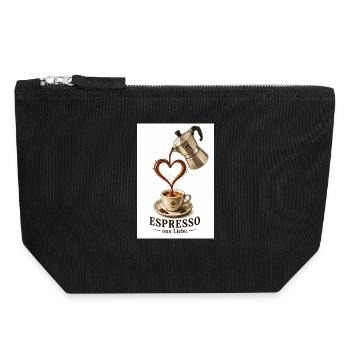 EspressoHerz aus Liebe - Canvas Reißverschluss-Täschchen (18 x 19 cm) - Schwarz - Vorne