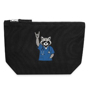Infirmier Rock Raton Laveur - Humour Infirmière - Pochette zippée en toile 18 x 19 cm - noir - Devant