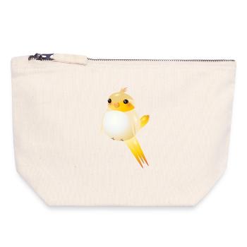 rundlicher Kanarienvogel im Kawaii Stil - Canvas Reißverschluss-Täschchen (18 x 19 cm) - Naturweiß - Vorne