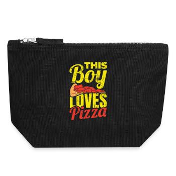 This boy loves pizza - Canvas Zip Pouch 18 x 19 cm - black - Front