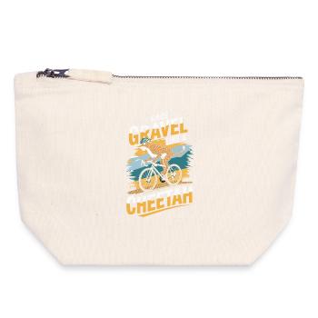 Graphique de cyclisme Race Gravel Like a Cheetah - Pochette zippée en toile 18 x 19 cm - blanc naturel - Devant