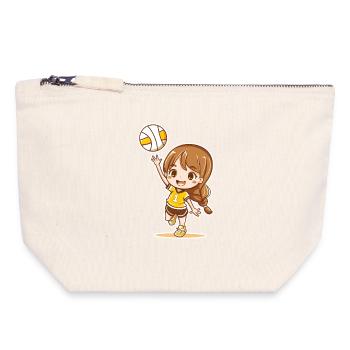 Petit joueur de volley-ball - Pochette zippée en toile 18 x 19 cm - blanc naturel - Devant