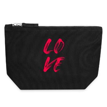 Amour Love Amore Écriture Rouge à lèvres Mariage - Pochette zippée en toile 18 x 19 cm - noir - Devant