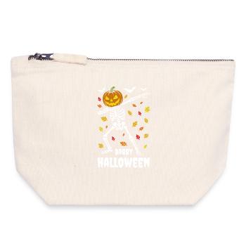 Dabby Halloween - Dab Dance Squelette - Automne - Pochette zippée en toile 18 x 19 cm - blanc naturel - Devant
