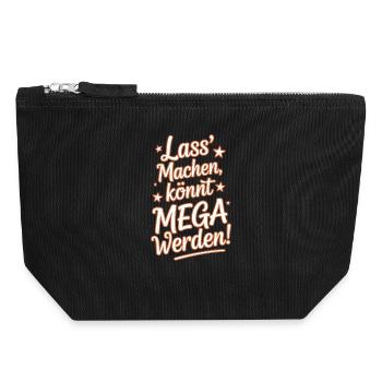 Lass' Machen Könnt Mega Werden Optimistisch Spruch - Canvas Reißverschluss-Täschchen (18 x 19 cm) - Schwarz - Vorne