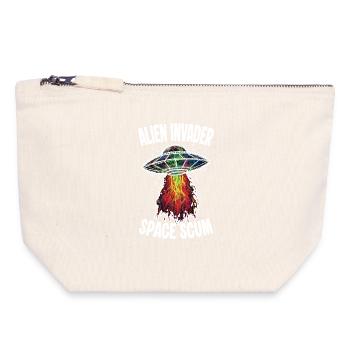 UFO Alien Invader Space Scum Scribble - Canvas Zip Pouch 18 x 19 cm - nature - Front