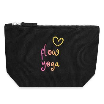 Flow Yoga - design coloré avec cœur - Pochette zippée en toile 18 x 19 cm - noir - Devant