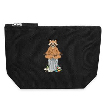 Räuchbär Zen auf Tonne - Canvas Zip Pouch 18 x 19 cm - black - Front