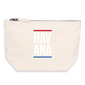 Havana Bold Mono with Red Blue Stripes - Canvas Zip Pouch 18 x 19 cm - nature - Front