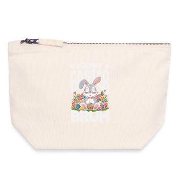 Joyeuse Pâques, douce chasse aux œufs du lapin, œufs de Pâques - Pochette zippée en toile 18 x 19 cm - blanc naturel - Devant