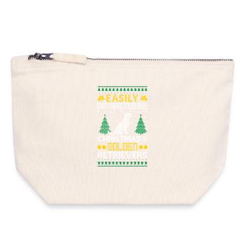 Easily Distracted Golden By Retriever Ugly Sweater - Canvas Reißverschluss-Täschchen (18 x 19 cm) - Naturweiß - Vorne