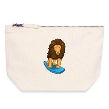 Löwe Surfen Surfbrett Sommer - Canvas Reißverschluss-Täschchen (18 x 19 cm) - Naturweiß - Vorne