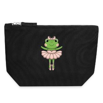Ballettfrosch im rosa Tutu - Canvas Reißverschluss-Täschchen (18 x 19 cm) - Schwarz - Vorne