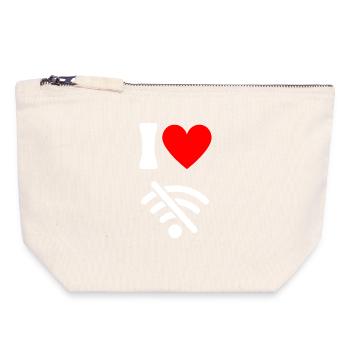 J'adore Offline - Détox Digitale sans Wifi - Pochette zippée en toile 18 x 19 cm - blanc naturel - Devant