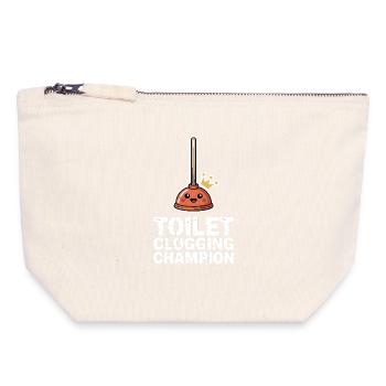 Champion du bouchon des toilettes Klo Humour - Pochette zippée en toile 18 x 19 cm - blanc naturel - Devant