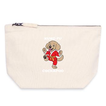 Cockapoo Kung-Fu - Pochette zippée en toile 18 x 19 cm - blanc naturel - Devant