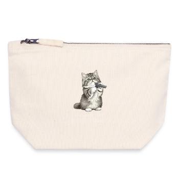 Les mains en l’air, c’est une attaque contre ton cœur - Pochette zippée en toile 18 x 19 cm - blanc naturel - Devant