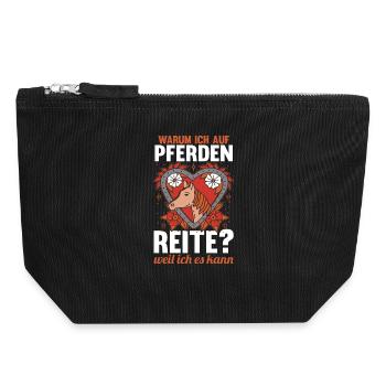 Reiten Pferdeliebhaber Reiterhof Pferde - Canvas Reißverschluss-Täschchen (18 x 19 cm) - Schwarz - Vorne