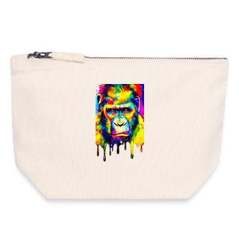 Urbaner Gorilla - Graffiti Kunst - Canvas Reißverschluss-Täschchen (18 x 19 cm) - Naturweiß - Vorne