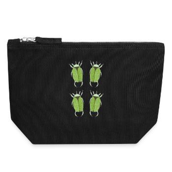 insecte vert - Pochette zippée en toile 18 x 19 cm - noir - Devant