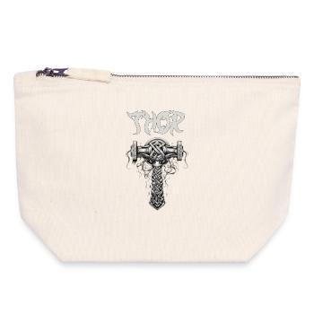 Thor's Hammer Knot Pattern Norse Mythology - Canvas Zip Pouch 18 x 19 cm - nature - Front