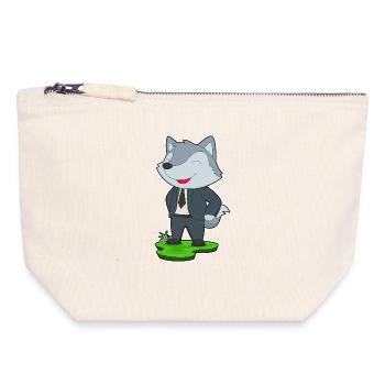 Wolf Groom Tie Wedding - Canvas Zip Pouch 18 x 19 cm - nature - Front