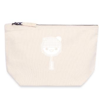 Raquette de badminton style bande dessinée - Pochette zippée en toile 18 x 19 cm - blanc naturel - Devant