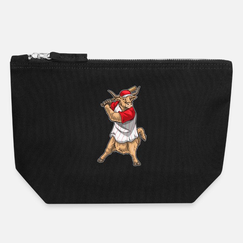 Highland Cattle Baseball Bâton de Baseball - Pochette zippée en toile 18 x 19 cm - noir