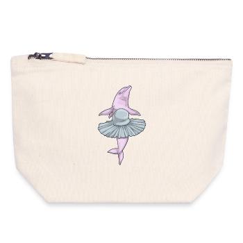Dolphin Ballerina Ballet Dance - Canvas Zip Pouch 18 x 19 cm - nature - Front