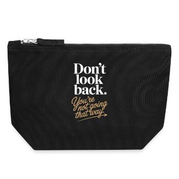 Ne regarde pas en arrière, tu ne vas pas dans cette direction, motivation - Pochette zippée en toile 18 x 19 cm - noir - Devant