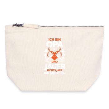 Opa Großvater Jagd Jagen Waidmann Jäger - Canvas Reißverschluss-Täschchen (18 x 19 cm) - Naturweiß - Vorne