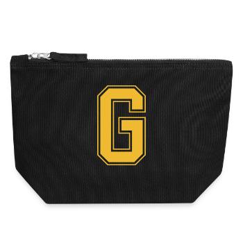 Monogramm Rot Gelbes College House Anfangsbuchstaben G - Canvas Reißverschluss-Täschchen (18 x 19 cm) - Schwarz - Vorne